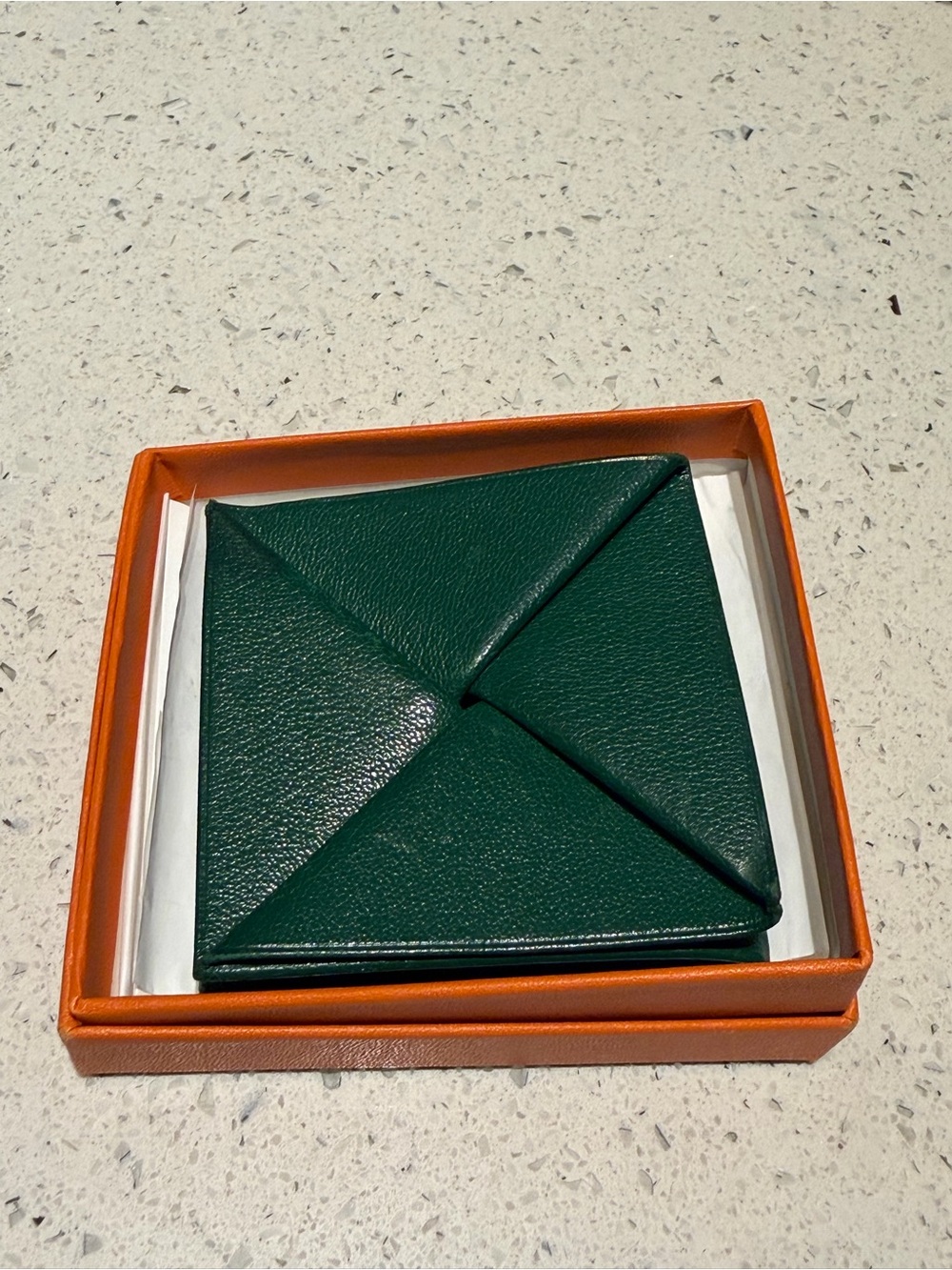 Hermes green leather origami style wallet - Signature Branded Gift Case